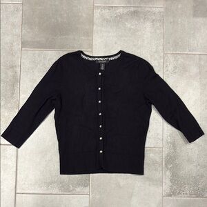 White House Black Market Black Button-Up Women's Sweater, XS